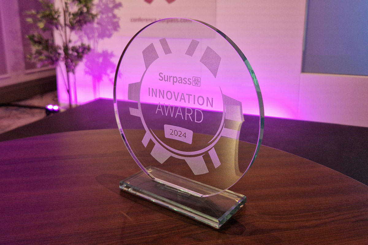 Surpass 2024 Innovation Award glass plaque