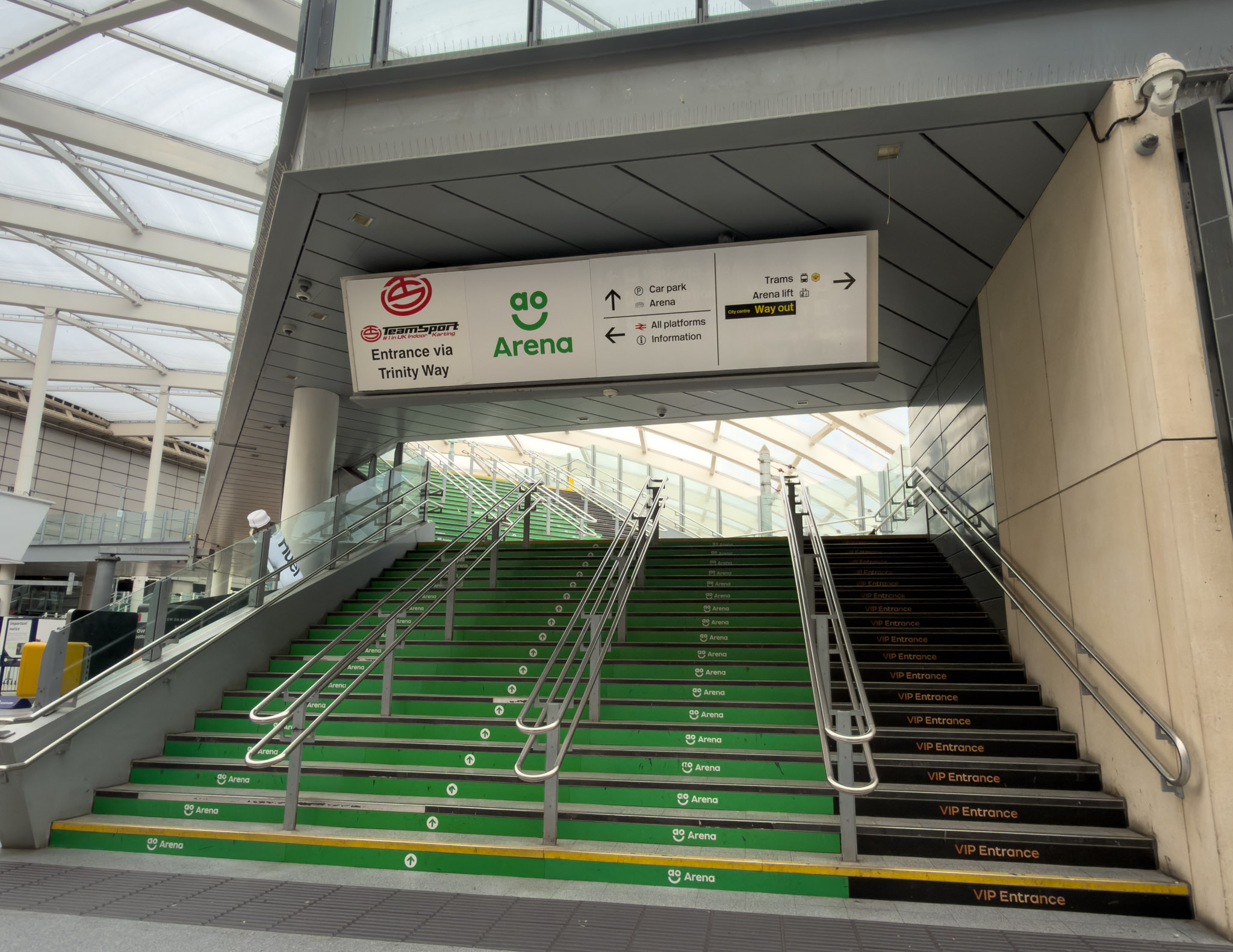 Manchester station stairs to AO Arena tunnel